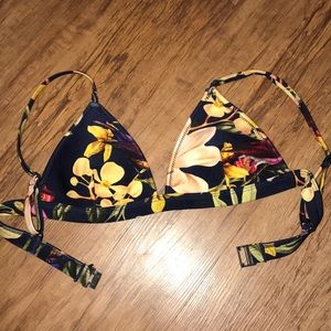 Triangl bikini top size small + navy floral